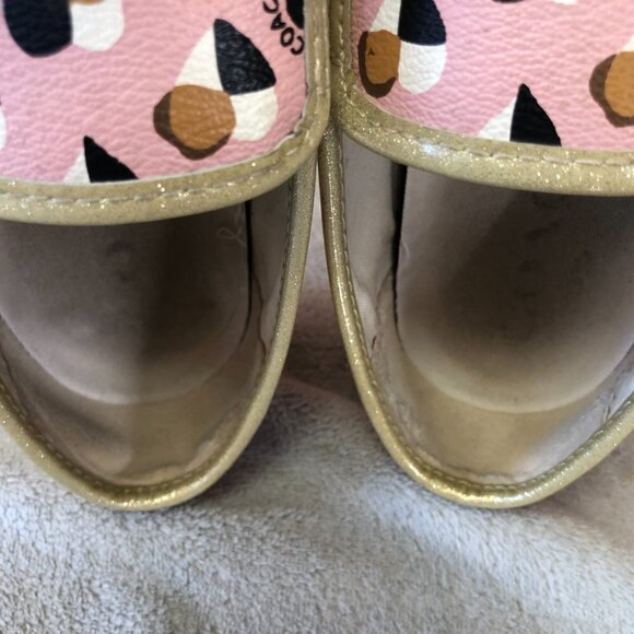 Coach Heart Print Blush Pink Gold Trim Heart Slip On Shoes Size 10B - Picture 9 of 16